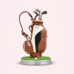 penneholder golfbag med 3 penne og dekorativt design til skrivebord og kontor tilbehør - Billede 2