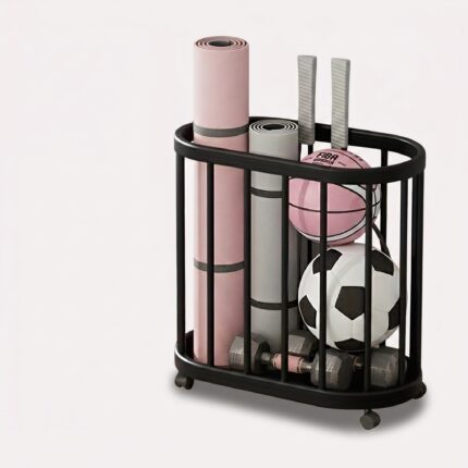 opbevaringsstativ til sportsudstyr med hjul i sort eller hvid, kompakt design og nem adgang - Rejse product image