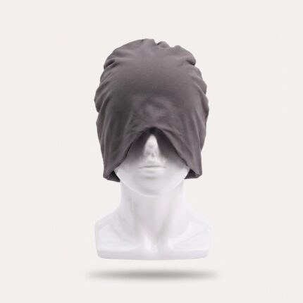 herre sovehue i mørkegrå, lysegrå og mørkeblå med øjenmaske og mørklæggende design til søvn - Rejse product image