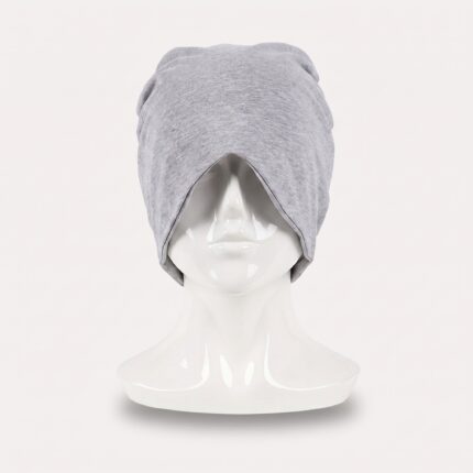 herre sovehue i mørkegrå, lysegrå og mørkeblå med øjenmaske og mørklæggende design til søvn - Rejse product image