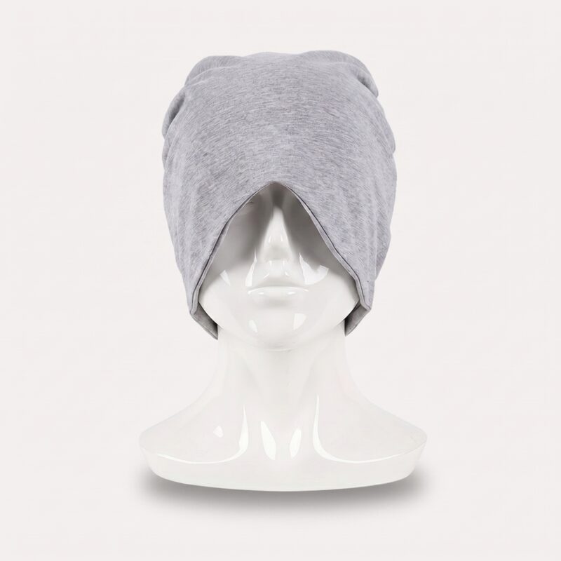 herre sovehue i mørkegrå, lysegrå og mørkeblå med øjenmaske og mørklæggende design til søvn - Rejse product image