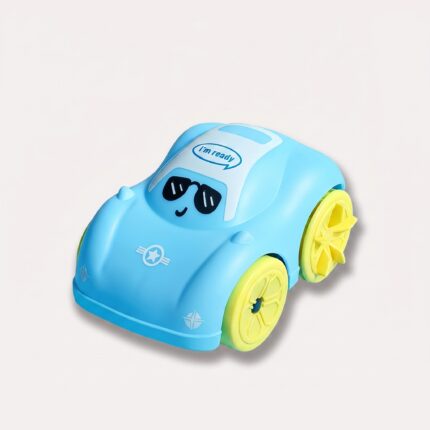 badekarlegetøj med vandkæde i gul og blå - optræksbil der flyder til leg på land og i vand - Rejse product image