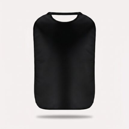 sort forklæde med elastik til voksne i sort med krummeopsamler og vaskbart design til daglig brug - Rejse product image