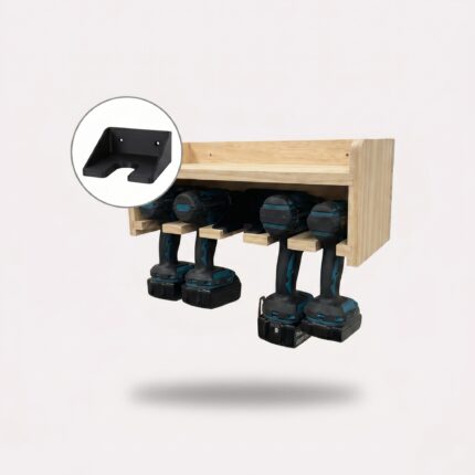 værktøjsholder med boremaskinekroge sort til vægmontering og pladsbesparende opbevaring - Rejse product image