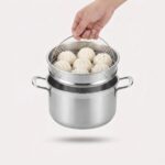 si i rustfrit stål Stor til dampning og afdrypning i gryde til grøntsager, boller og dumplings - Rejse product image