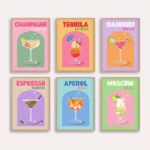 drinks plakater som plakatsæt med farverige motiver og moderne vægdekoration til hjem eller bar