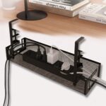 kabelbakke under skrivebordet i sort og hvid - uden boring til ryddelig kabelstyring ved arbejdspladsen - Kontorkomfort product image