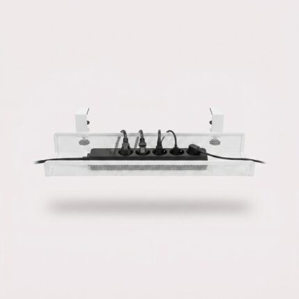 kabelbakke under skrivebordet i sort og hvid - uden boring til ryddelig kabelstyring ved arbejdspladsen - Kontorkomfort product image