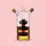olie og eddike dispenser i glas med ergonomisk design og korkprop til madlavning og servering - Billede 4