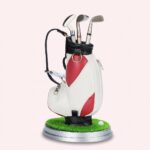 penneholder golfbag med 3 penne og dekorativt design til skrivebord og kontor tilbehør - Billede 6
