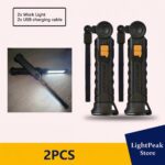 genopladelig LED lommelygte med foldbar arm, magnetisk base og krog til håndfri belysning - Billede 3