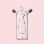 olie og eddike dispenser i glas med ergonomisk design og korkprop til madlavning og servering - Billede 2